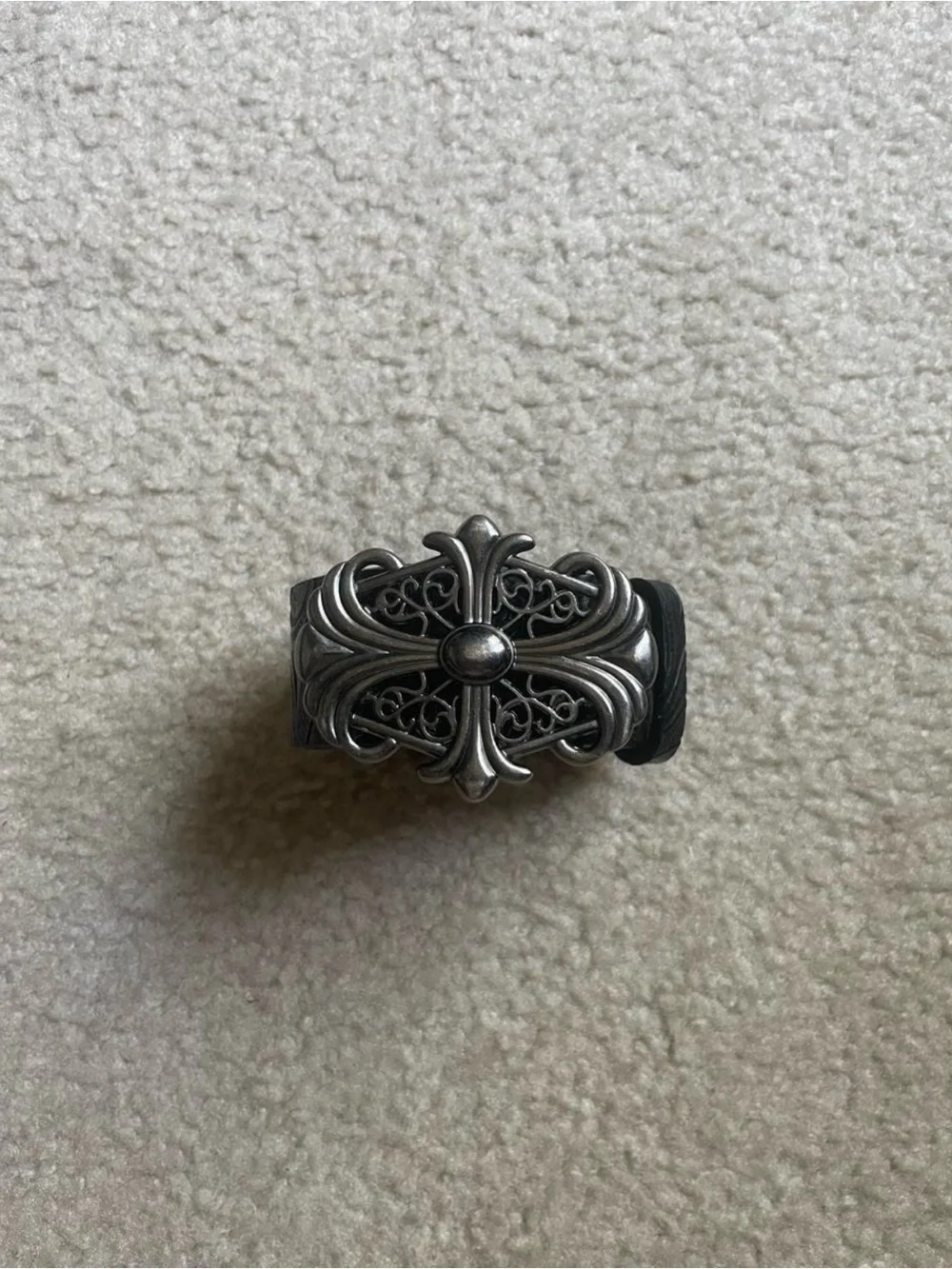 Y2K/vintage chrome hearts style belt with floral design